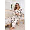 Ekouaer Womens 2 Pack Pajama Set Long Sleeve Pajamas Top and Pants V Neck Pjs Set Soft Loungewear with Pockets(Pink leopard-apricot&brown)