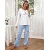 Ekouaer Womens 2 Pack Pajama Set Long Sleeve Pajamas Top and Pants V Neck Pjs Set Soft Loungewear with Pockets(Plaid Teddy Bear  Cherry)