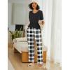 Ekouaer Womens 2 Pack Pajama Set Long Sleeve Pajamas Top and Pants V Neck Pjs Set Soft Loungewear with Pockets(Plaid-red&black plaid-black&white)