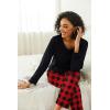 Ekouaer Womens 2 Pack Pajama Set Long Sleeve Pajamas Top and Pants V Neck Pjs Set Soft Loungewear with Pockets(Plaid-red&black plaid-black&white)
