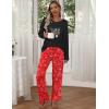 Ekouaer Womens 2 Pack Pajama Set Long Sleeve Pajamas Top and Pants V Neck Pjs Set Soft Loungewear with Pockets(Red Christmas Print  Green Christmas Print)