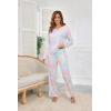 Ekouaer Womens 2 Pack Pajama Set Long Sleeve Pajamas Top and Pants V Neck Pjs Set Soft Loungewear with Pockets(Stripes-black&white tie-dye)