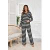 Ekouaer Womens 2 Pack Pajama Set Long Sleeve Pajamas Top and Pants V Neck Pjs Set Soft Loungewear with Pockets(Stripes-black&white tie-dye)