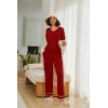 Ekouaer Womens 2 Pack Pajama Set Long Sleeve Pajamas Top and Pants V Neck Pjs Set Soft Loungewear with Pockets(Wine Red  Christmas-black)