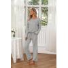 Ekouaer Womens 2 Pack Pajama Set Long Sleeve Pajamas Top and Pants V Neck Pjs Set Soft Loungewear with Pockets(Wine Red  Light Gray)