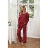 Ekouaer Womens 2 Pack Pajama Set Long Sleeve Pajamas Top and Pants V Neck Pjs Set Soft Loungewear with Pockets(Wine Red  Light Gray)