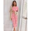 Ekouaer Women’s Capri Pajama Sets Print Short Sleeve Sleepwear Top and Capri Pants Soft Loungewear with Pocket(Pink Cashew Flower Print)