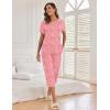 Ekouaer Women’s Capri Pajama Sets Print Short Sleeve Sleepwear Top and Capri Pants Soft Loungewear with Pocket(Pink Cashew Flower Print)