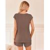 Ekouaer Womens Pajama Sets 2 Piece Lounge Sets Comfy Short Sleeve Tops and Shorts Cute Pjs Outfits Set S-XXL(Brown)