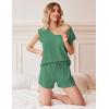 Ekouaer Womens Pajama Sets 2 Piece Lounge Sets Comfy Short Sleeve Tops and Shorts Cute Pjs Outfits Set S-XXL(Dark Green)