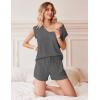 Ekouaer Womens Pajama Sets 2 Piece Lounge Sets Comfy Short Sleeve Tops and Shorts Cute Pjs Outfits Set S-XXL(Dark Grey)