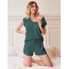 Ekouaer Womens Pajama Sets 2 Piece Lounge Sets Comfy Short Sleeve Tops and Shorts Cute Pjs Outfits Set S-XXL(Lake Green)