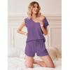 Ekouaer Womens Pajama Sets 2 Piece Lounge Sets Comfy Short Sleeve Tops and Shorts Cute Pjs Outfits Set S-XXL(Purple)