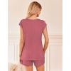 Ekouaer Womens Pajama Sets 2 Piece Lounge Sets Comfy Short Sleeve Tops and Shorts Cute Pjs Outfits Set S-XXL(Purple Red B)