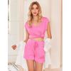 Ekouaer Womens Pajama Sets 2 Piece Lounge Sets Comfy Short Sleeve Tops and Shorts Cute Pjs Outfits Set S-XXL(Rose Pink)
