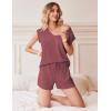 Ekouaer Womens Pajama Sets 2 Piece Lounge Sets Comfy Short Sleeve Tops and Shorts Cute Pjs Outfits Set S-XXL(Wine)