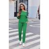 Ekouaer Women’s Pajama Sets Casual 2Pcs Sleepwear Long Sleeve Pullover Tops Long Joggers Pants with Pockets(Rib-green)