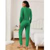 Ekouaer Women’s Pajama Sets Casual 2Pcs Sleepwear Long Sleeve Pullover Tops Long Joggers Pants with Pockets(Rib-green)