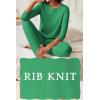 Ekouaer Women’s Pajama Sets Casual 2Pcs Sleepwear Long Sleeve Pullover Tops Long Joggers Pants with Pockets(Rib-green)