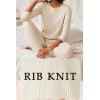 Ekouaer Women’s Pajama Sets Casual 2Pcs Sleepwear Long Sleeve Pullover Tops Long Joggers Pants with Pockets(Rib-light Khaki)