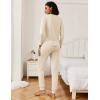 Ekouaer Women’s Pajama Sets Casual 2Pcs Sleepwear Long Sleeve Pullover Tops Long Joggers Pants with Pockets(Rib-light Khaki)