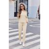Ekouaer Women’s Pajama Sets Casual 2Pcs Sleepwear Long Sleeve Pullover Tops Long Joggers Pants with Pockets(Rib-light Khaki)
