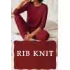 Ekouaer Women’s Pajama Sets Casual 2Pcs Sleepwear Long Sleeve Pullover Tops Long Joggers Pants with Pockets(Rib-wine Red)