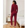 Ekouaer Women’s Pajama Sets Casual 2Pcs Sleepwear Long Sleeve Pullover Tops Long Joggers Pants with Pockets(Rib-wine Red)