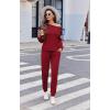Ekouaer Women’s Pajama Sets Casual 2Pcs Sleepwear Long Sleeve Pullover Tops Long Joggers Pants with Pockets(Rib-wine Red)