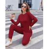 Ekouaer Women’s Pajama Sets Casual 2Pcs Sleepwear Long Sleeve Pullover Tops Long Joggers Pants with Pockets(Rib-wine Red)