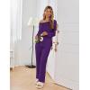 Ekouaer Womens Pajama Sets Fall Long Sleeve Pajamas for Women Trendy Pleated Pjs Sets Comfy 2 Piece Lounge Set with Pockets(Purple)