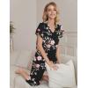 Ekouaer Womens Pajama Sets Ruffle Short Sleeve Sleepwear Top and Capri Pants Pjs Set Comfy 2 Piece Lounge Set S-XXL(Floral Black Pink)