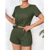 Ekouaer Women’s Pajama Sets Short Sleeve Pjs 2 Piece Top and Shorts Sleepwear Comfy Soft Lounge Sets with Pockets(Army Green)