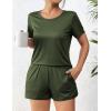 Ekouaer Women’s Pajama Sets Short Sleeve Pjs 2 Piece Top and Shorts Sleepwear Comfy Soft Lounge Sets with Pockets(Army Green)