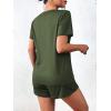 Ekouaer Women’s Pajama Sets Short Sleeve Pjs 2 Piece Top and Shorts Sleepwear Comfy Soft Lounge Sets with Pockets(Army Green)