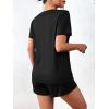 Ekouaer Women’s Pajama Sets Short Sleeve Pjs 2 Piece Top and Shorts Sleepwear Comfy Soft Lounge Sets with Pockets(Black)