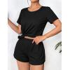 Ekouaer Women’s Pajama Sets Short Sleeve Pjs 2 Piece Top and Shorts Sleepwear Comfy Soft Lounge Sets with Pockets(Black)