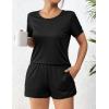Ekouaer Women’s Pajama Sets Short Sleeve Pjs 2 Piece Top and Shorts Sleepwear Comfy Soft Lounge Sets with Pockets(Black)