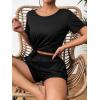 Ekouaer Women’s Pajama Sets Short Sleeve Pjs 2 Piece Top and Shorts Sleepwear Comfy Soft Lounge Sets with Pockets(Black)