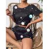 Ekouaer Women’s Pajama Sets Short Sleeve Pjs 2 Piece Top and Shorts Sleepwear Comfy Soft Lounge Sets with Pockets(Black Sky)