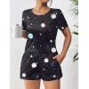 Ekouaer Women’s Pajama Sets Short Sleeve Pjs 2 Piece Top and Shorts Sleepwear Comfy Soft Lounge Sets with Pockets(Black Sky)
