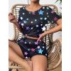 Ekouaer Women’s Pajama Sets Short Sleeve Pjs 2 Piece Top and Shorts Sleepwear Comfy Soft Lounge Sets with Pockets(Black Star)