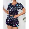 Ekouaer Women’s Pajama Sets Short Sleeve Pjs 2 Piece Top and Shorts Sleepwear Comfy Soft Lounge Sets with Pockets(Black Star)