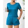 Ekouaer Women’s Pajama Sets Short Sleeve Pjs 2 Piece Top and Shorts Sleepwear Comfy Soft Lounge Sets with Pockets(Blue Green)