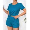 Ekouaer Women’s Pajama Sets Short Sleeve Pjs 2 Piece Top and Shorts Sleepwear Comfy Soft Lounge Sets with Pockets(Blue Green)