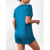 Ekouaer Women’s Pajama Sets Short Sleeve Pjs 2 Piece Top and Shorts Sleepwear Comfy Soft Lounge Sets with Pockets(Blue Green)