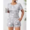 Ekouaer Women’s Pajama Sets Short Sleeve Pjs 2 Piece Top and Shorts Sleepwear Comfy Soft Lounge Sets with Pockets(Grey Star)