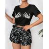 Ekouaer Women’s Pajama Sets Short Sleeve Pjs 2 Piece Top and Shorts Sleepwear Comfy Soft Lounge Sets with Pockets(Halloween Skeleton Print)
