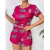 Ekouaer Women’s Pajama Sets Short Sleeve Pjs 2 Piece Top and Shorts Sleepwear Comfy Soft Lounge Sets with Pockets(Hot Pink Animal Print)