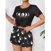 Ekouaer Women’s Pajama Sets Short Sleeve Pjs 2 Piece Top and Shorts Sleepwear Comfy Soft Lounge Sets with Pockets(Moon Print)